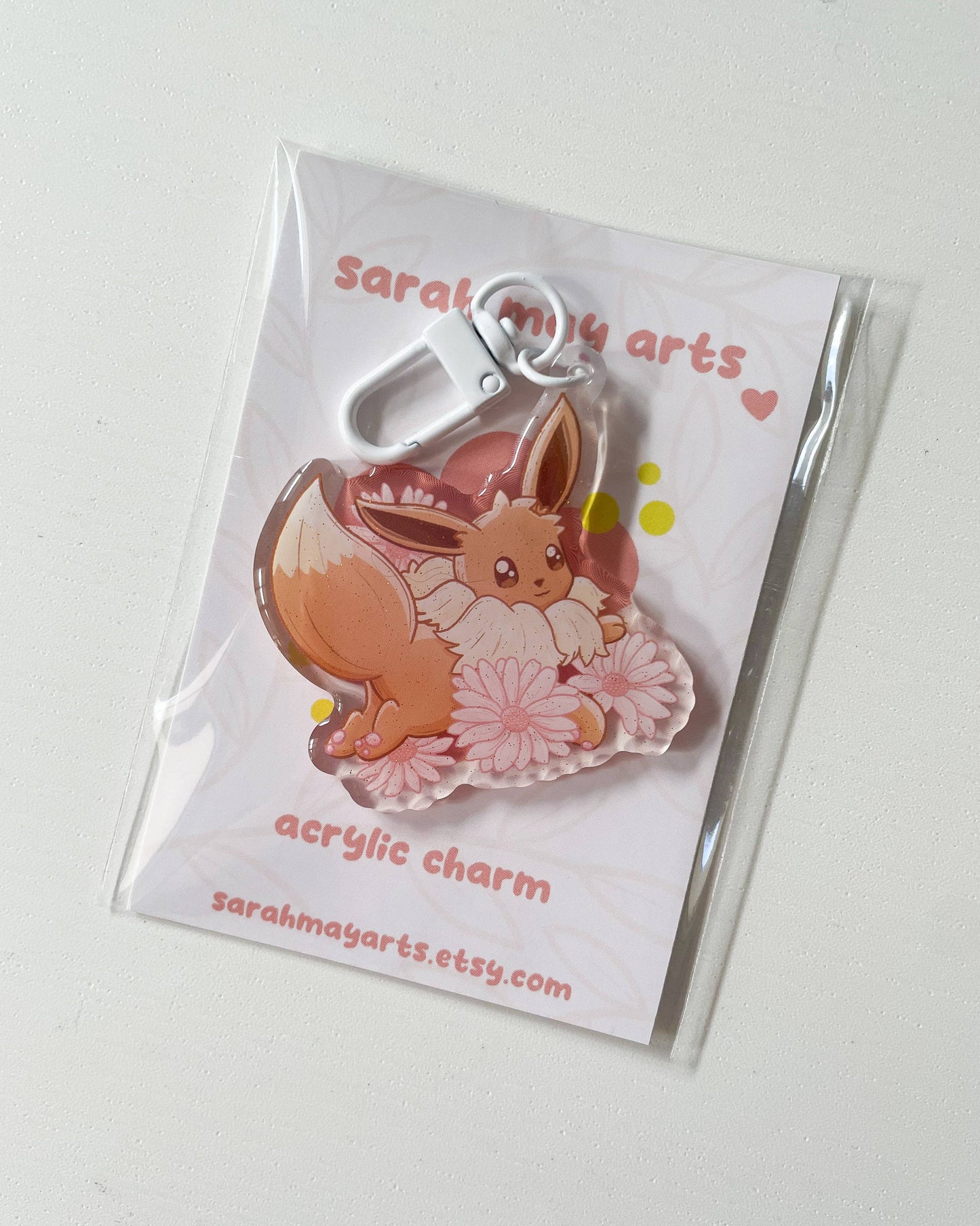 Eevee Acrylic Charm | Pokemon Floral Keychain Sarah May Arts