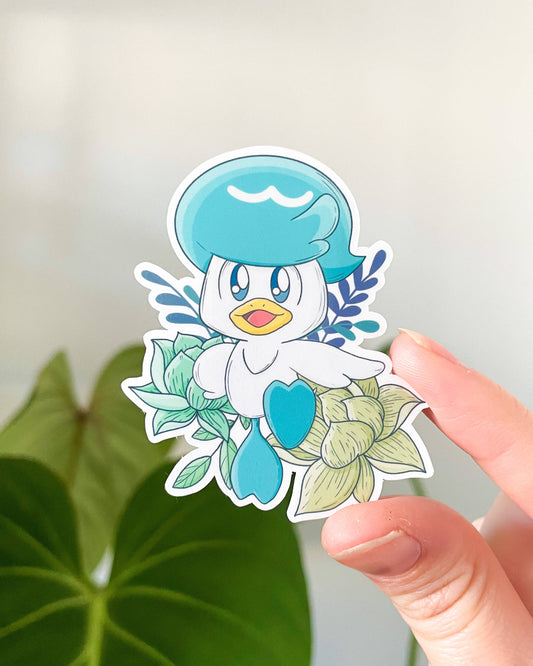 Quaxly Waterproof Die Cut Sticker - 2.4 inch Pokemon Sticker Sarah May Arts