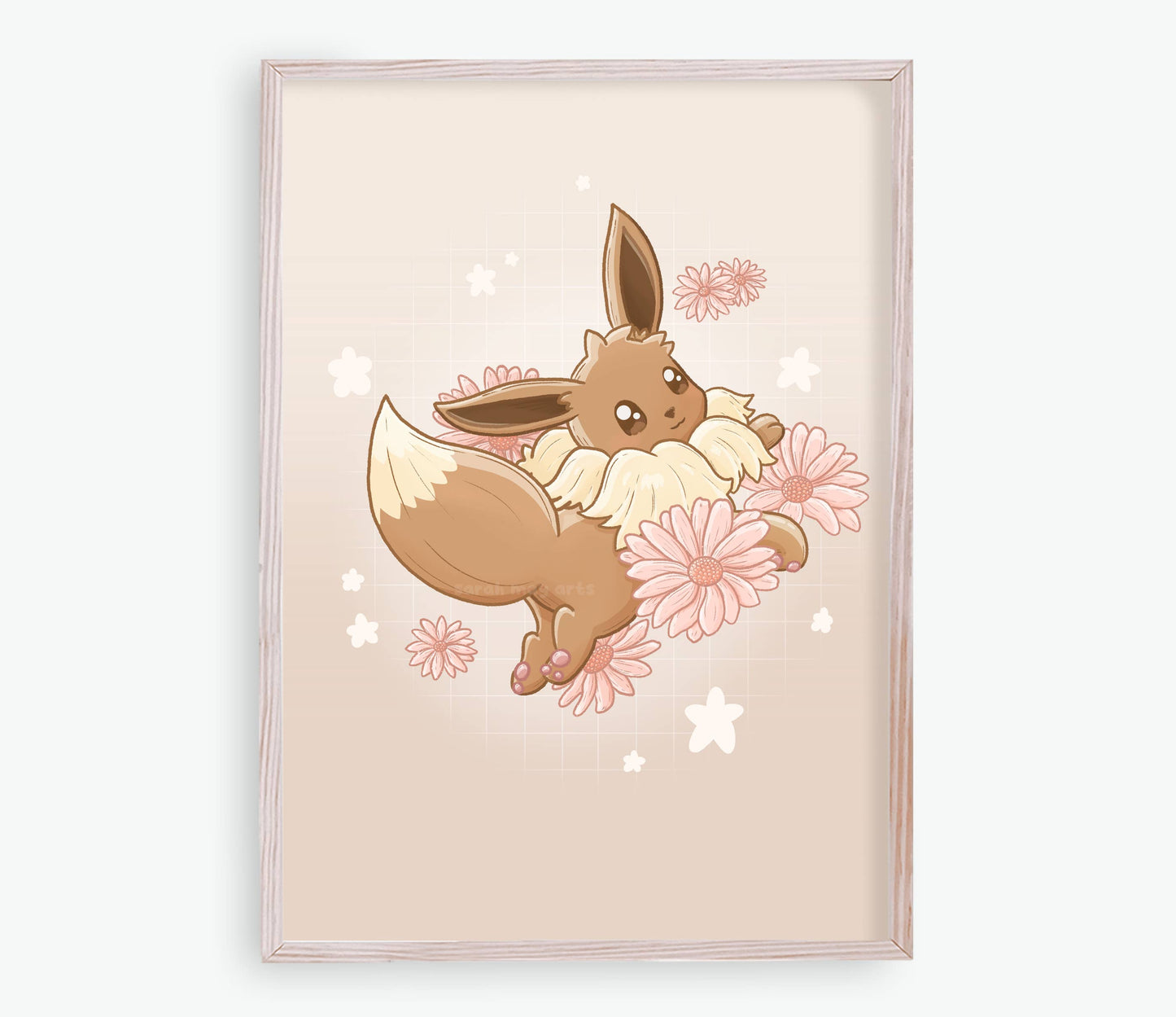 Eevee Print | Fine Line Pokemon Eeveelution Floral Art Sarah May Arts