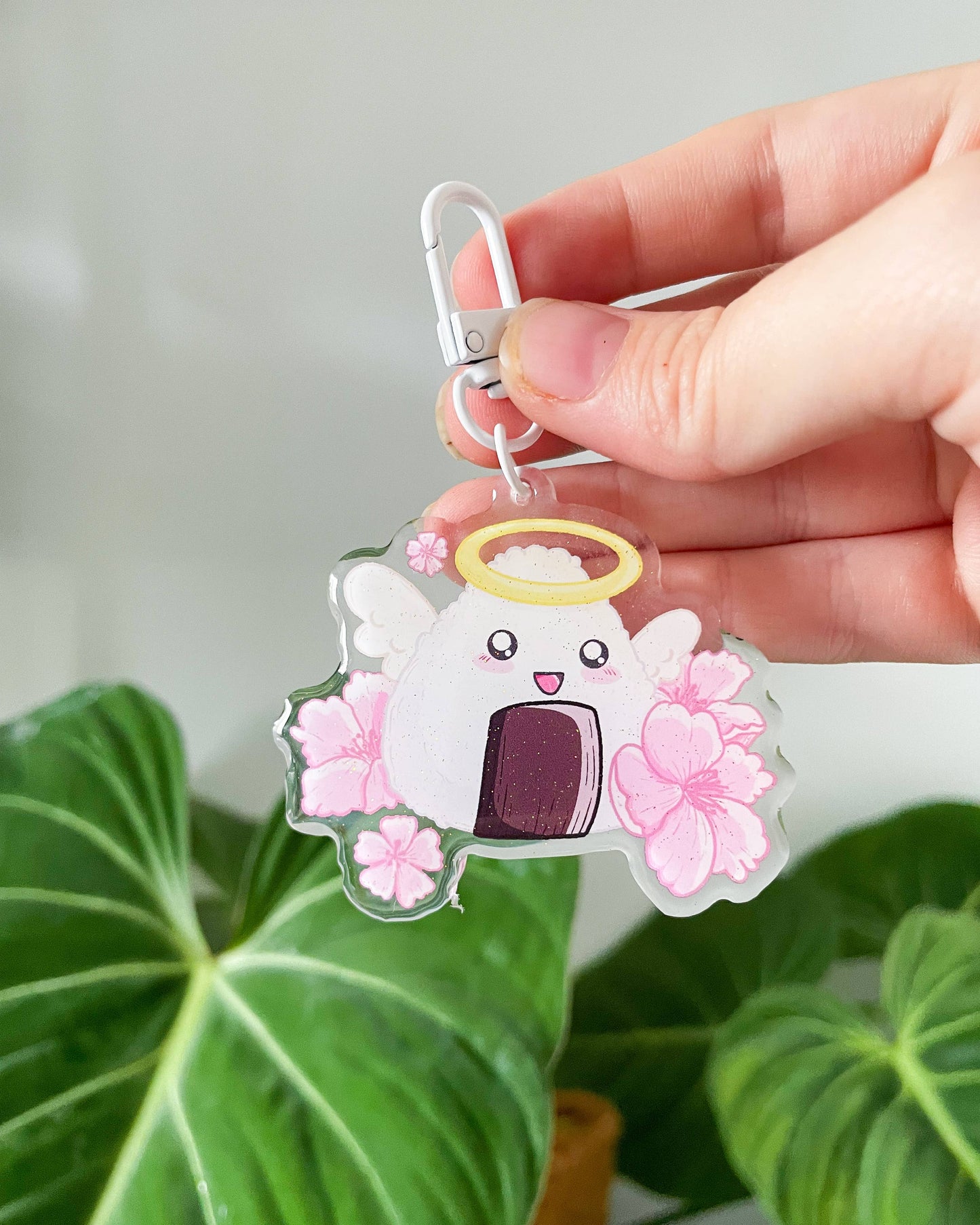 Onigiri Acrylic Charm | Japanese Food Floral Keychain Sarah May Arts