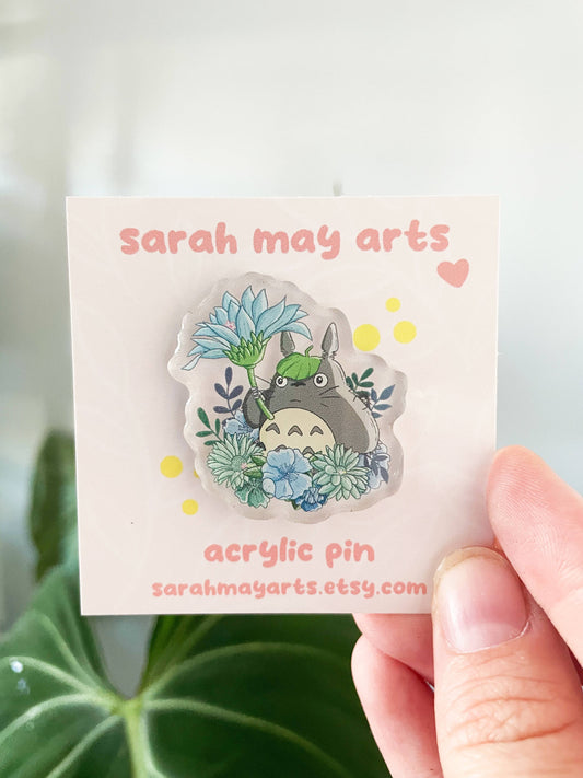 Forest Spirit Acrylic Pin | Anime Floral Pin Sarah May Arts