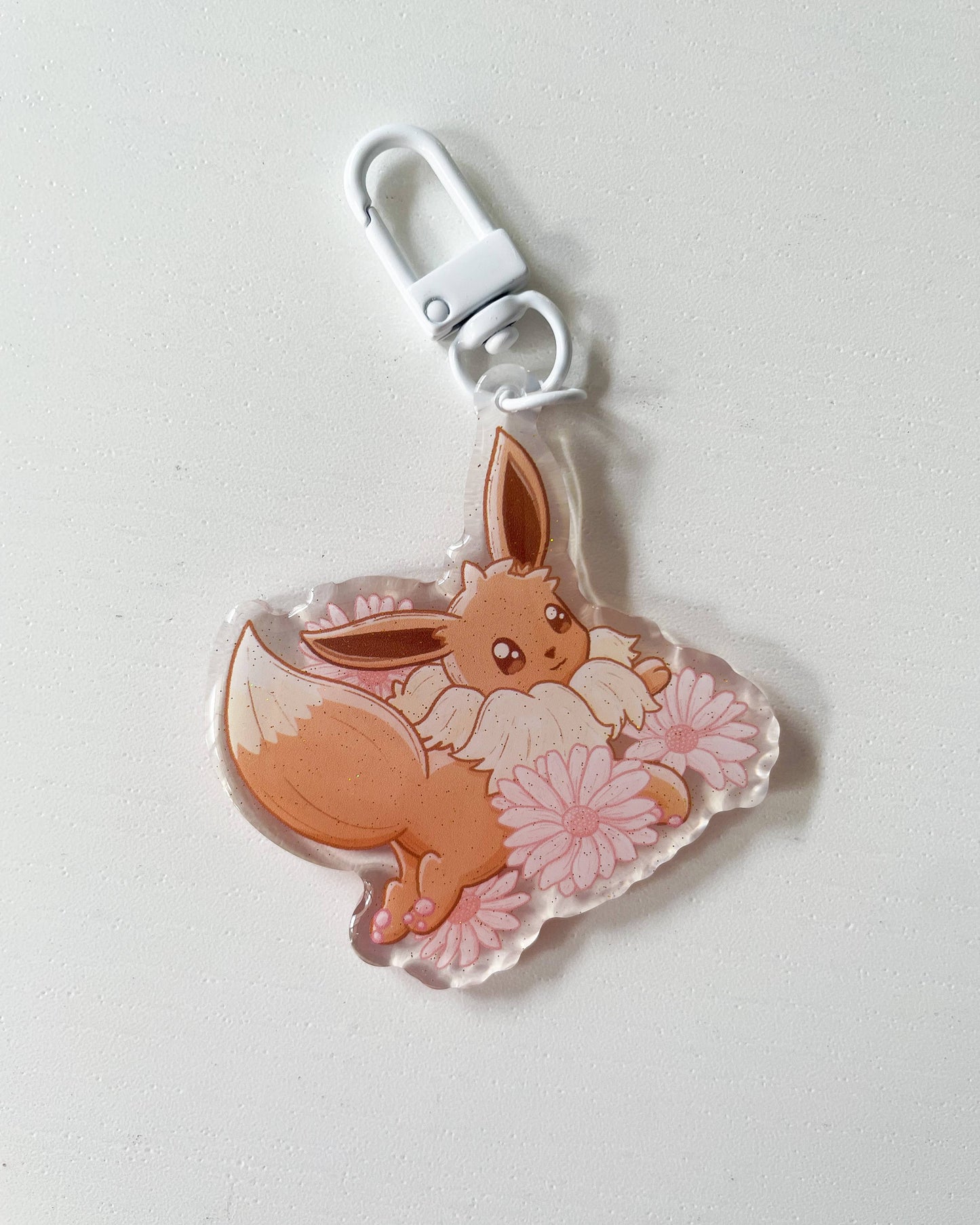 Eevee Acrylic Charm | Pokemon Floral Keychain Sarah May Arts