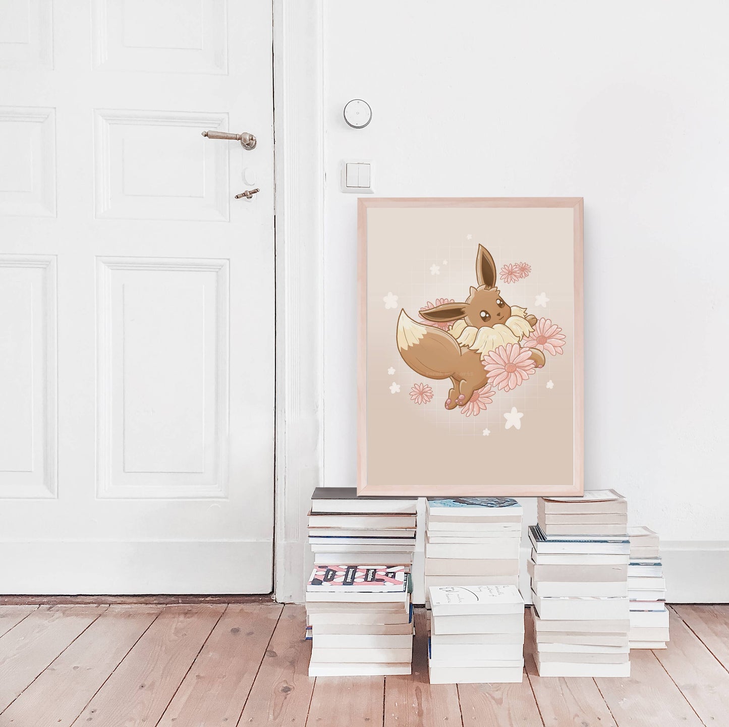 Eevee Print | Fine Line Pokemon Eeveelution Floral Art Sarah May Arts