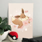 Eevee Print | Fine Line Pokemon Eeveelution Floral Art Sarah May Arts